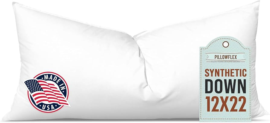 Pillowflex Synthetic Down Pillow Insert - 12x22 Down Alternative Pillow, Ultra Soft, Small Rectan... | Amazon (US)