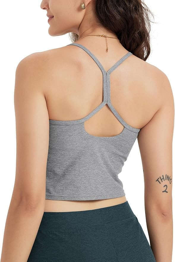 ODODOS Women's Slim Racerback Cropped Tank – Stratum Tech Sports Bra, Ultra Soft UPF 50+ Cami T... | Amazon (US)
