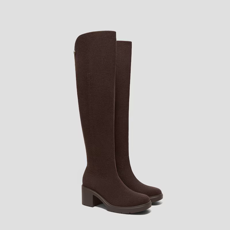Fold-Over Square-Toe Knee-High Boots (Gia) | VIVAIA