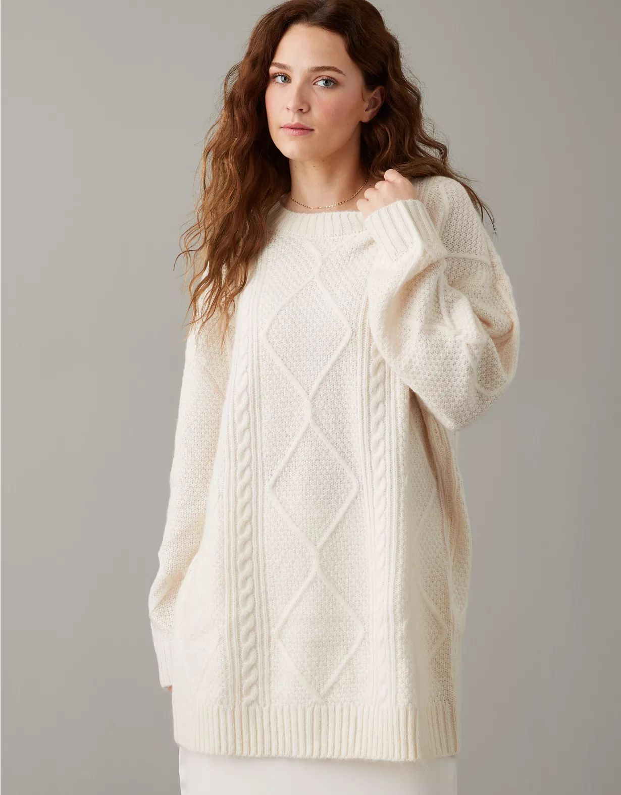 AE Oversized Cable Knit Sweater Dress | American Eagle Outfitters (US & CA)