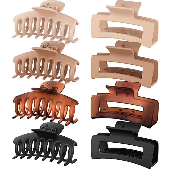 Dyrec Large Hair Claw Clips for Thick Hair, 8 Pack 4.3" Hair Clips for Women & Girls, 2 Styles St... | Amazon (US)