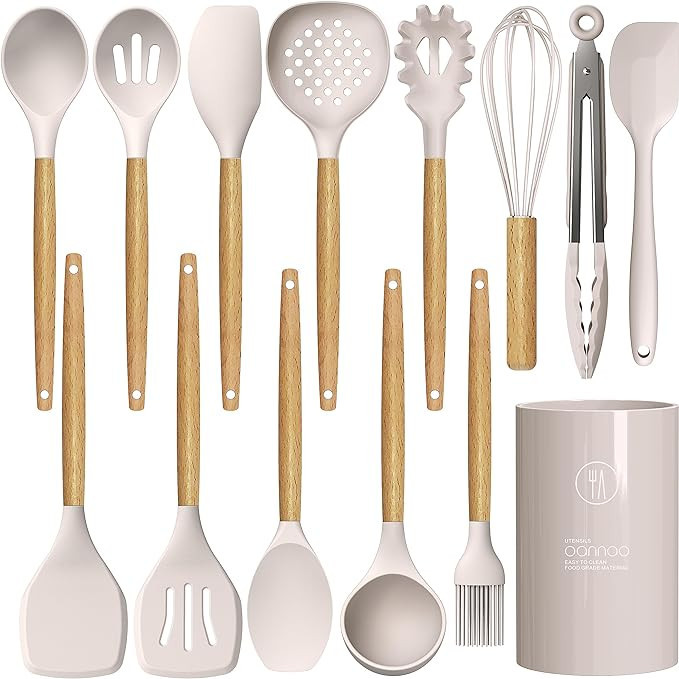 Silicone Cooking Utensils Set - 446°F Heat Resistant Silicone Kitchen Utensils for Cooking,Kitch... | Amazon (US)