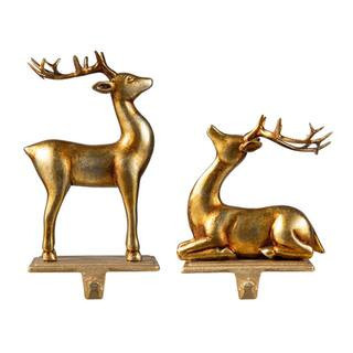 Glitzhome® Gold Standing & Sitting Reindeer Stocking Holder Set | Michaels® | Michaels Stores