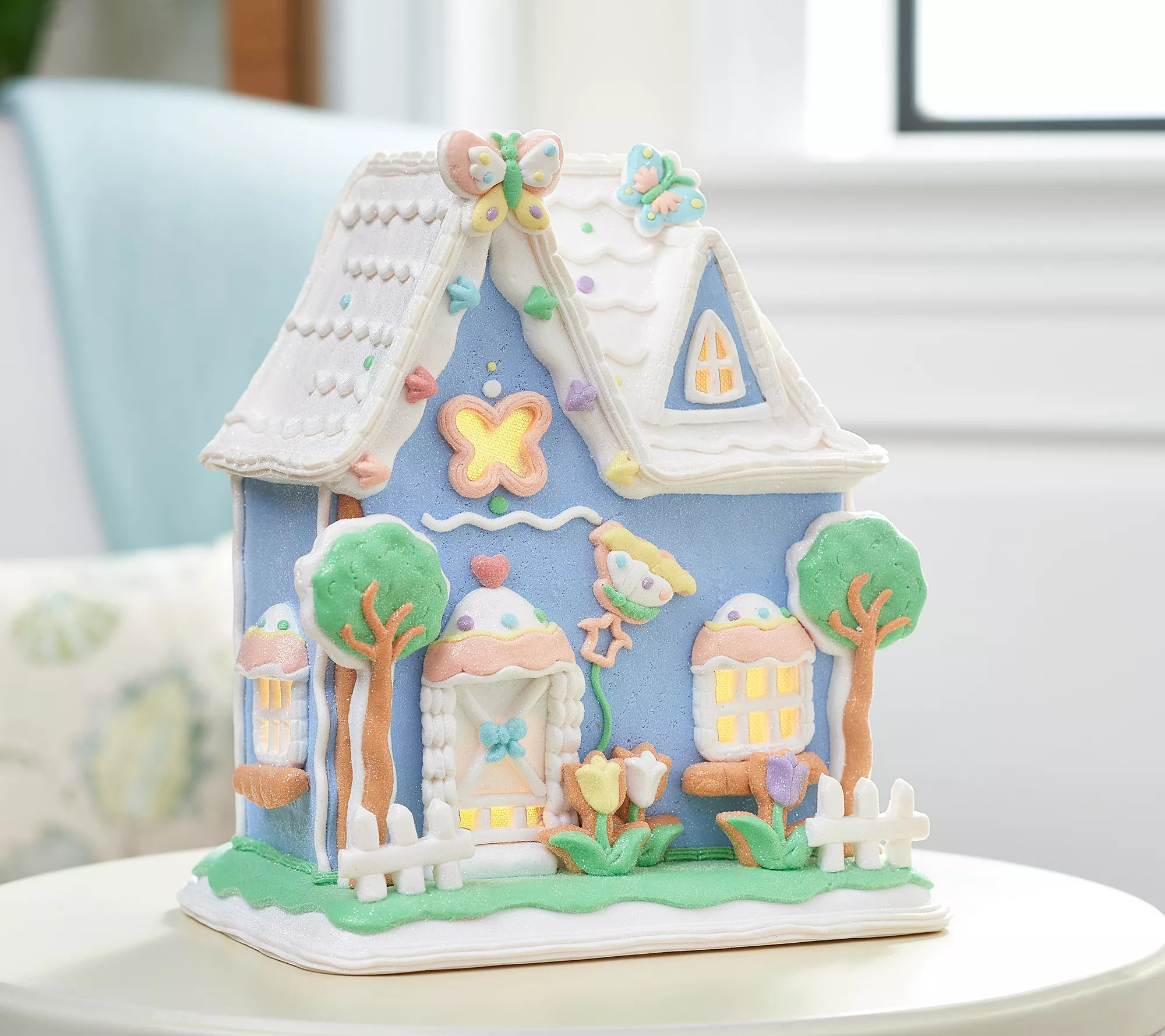10.5" Illuminated Spring Cottage with Butterfly by Valerie - QVC.com | QVC