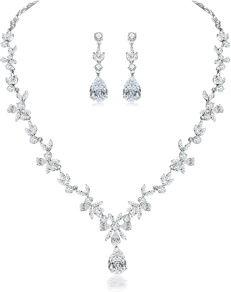 Hadskiss Jewelry Set for Women, Necklace Dangle Earrings Bracelet Set, White Gold Plated Jewelry ... | Amazon (US)