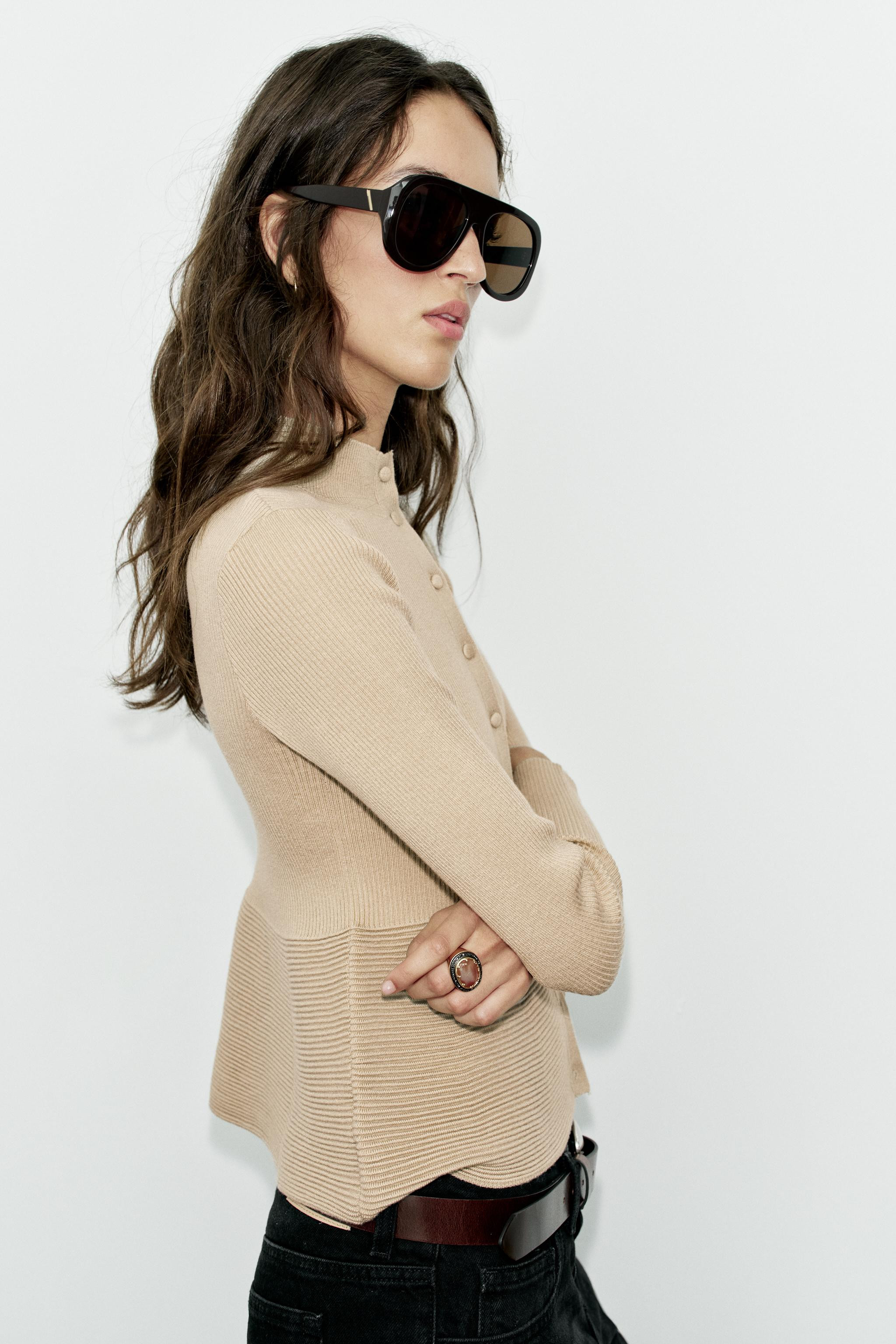 RIB KNIT COVERED BUTTON CARDIGAN | Zara US