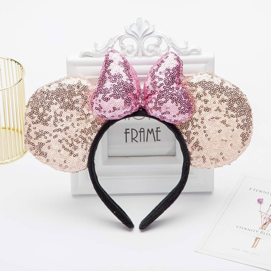 Cosplay Costume Minnie Ears Headband,Sequin Mouse Ears Headband One Size Fit All (Gold-3D) | Amazon (US)