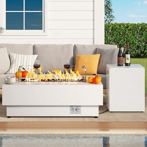 IRONCK 43-inch Outdoor Propane Fire Pit Table w Tank Table, CSA Certified, 2 in 1 Rectangular Pat... | Amazon (US)