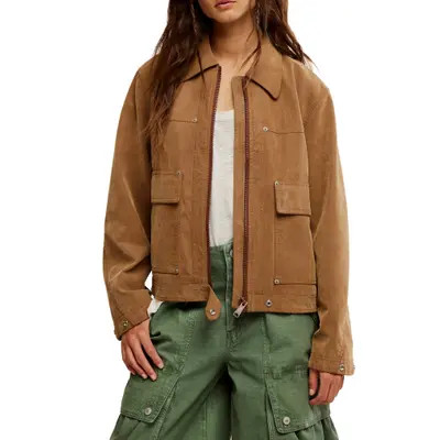 Free People Blair Faux Suede Jacket in Coriander at Nordstrom, Size X-Large | Nordstrom
