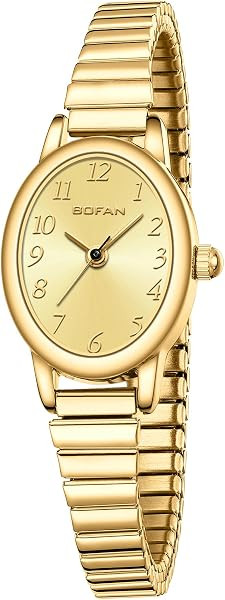 BOFAN Small Gold Watches for Women Easy Read Ladies Quartz Wrist Watch with Stainless Steel Expan... | Amazon (US)