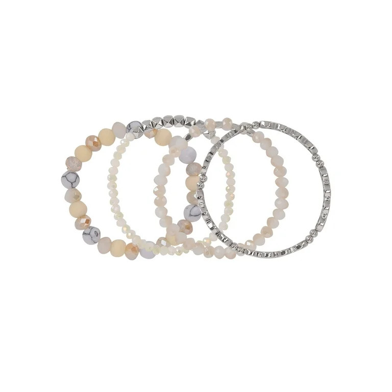 The Pioneer Woman - Women's Jewelry, Silver-tone Metal and Semi-Precious Bead Stretch Bracelet Se... | Walmart (US)