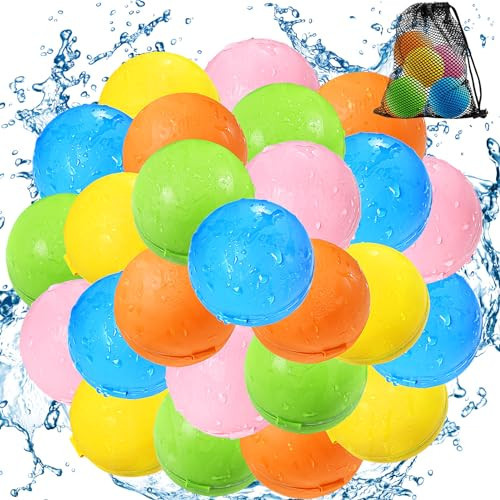 SOPPYCID Reusable Water Bomb balloons, Magnetic Refillable Water balls - Pool Toys for Boys and Girls, Beach Outdoor Activities Water Games Toy for kids Self Sealing Water Splash Ball (25Pack) | Amazon (US)