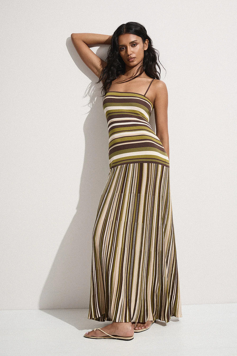 Essenia Knit Dress Espresso Pine Stripe | Faithfull (AU)