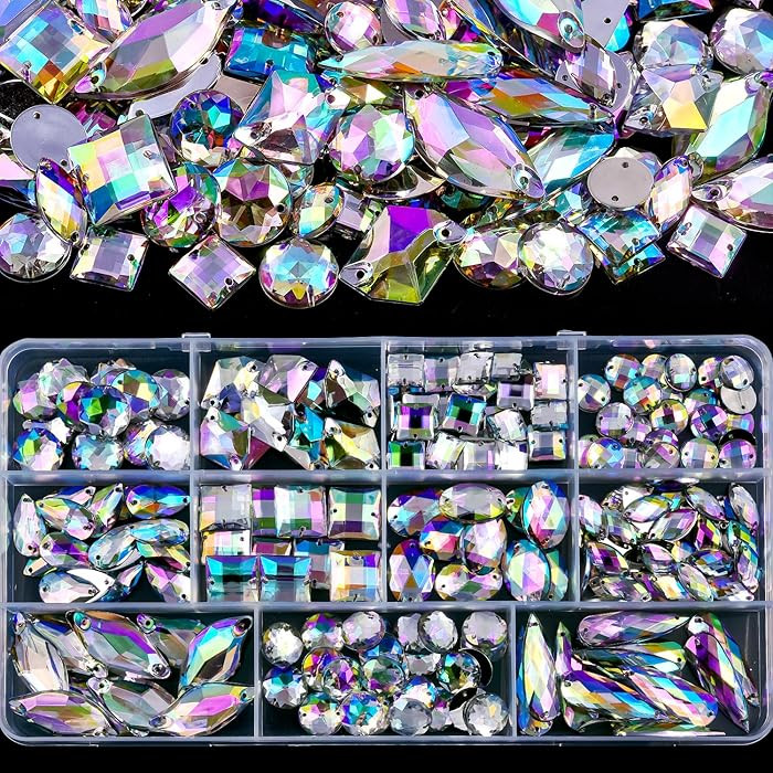 Blinginbox Sew On Rhinestones Flatback Mixed Shape Acrylic Sewing Crystal Rhinestones Gems for Cr... | Amazon (US)