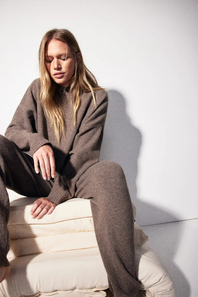 Fine-knit Joggers - Brown melange - Ladies | H&M US | H&M (US + CA)
