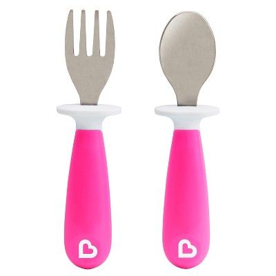 Munchkin Raise Toddler Fork and Spoon Set - 2pk &#8211; Pink | Target