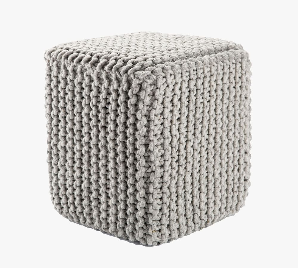 Chain Link Handwoven Wool Pouf | Pottery Barn (US)