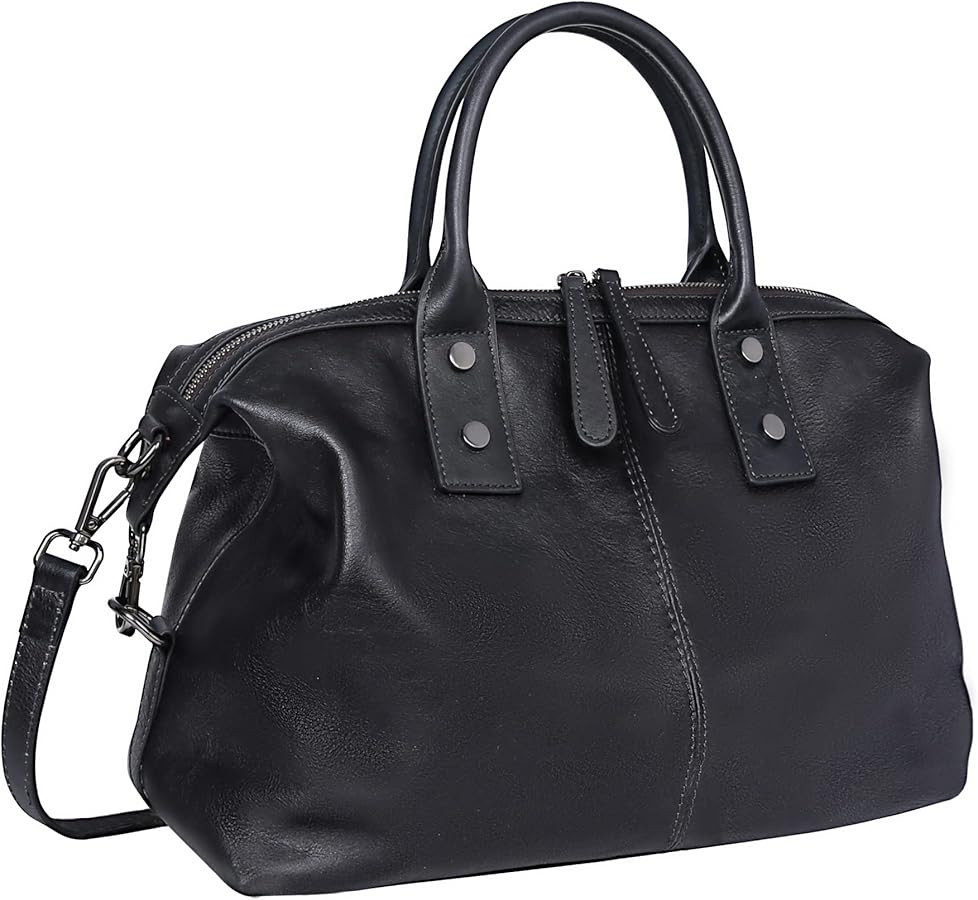 Iswee Genuine Leather Satchel Tote Bag Top Handle Handbag Designer Shoulder Bag Large Capacity Cr... | Amazon (US)