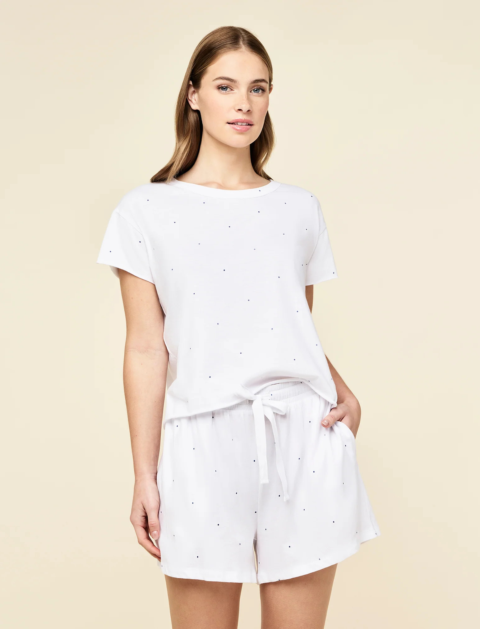 Jada Organic Cotton Knit Boxy Tee & Boxer Set | Papinelle Sleepwear US
