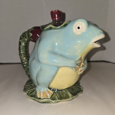 Henriksen Imports  Vintage Majolica Frog Teapot Lilipad 7" H x 7.5" W Ceramic | eBay US