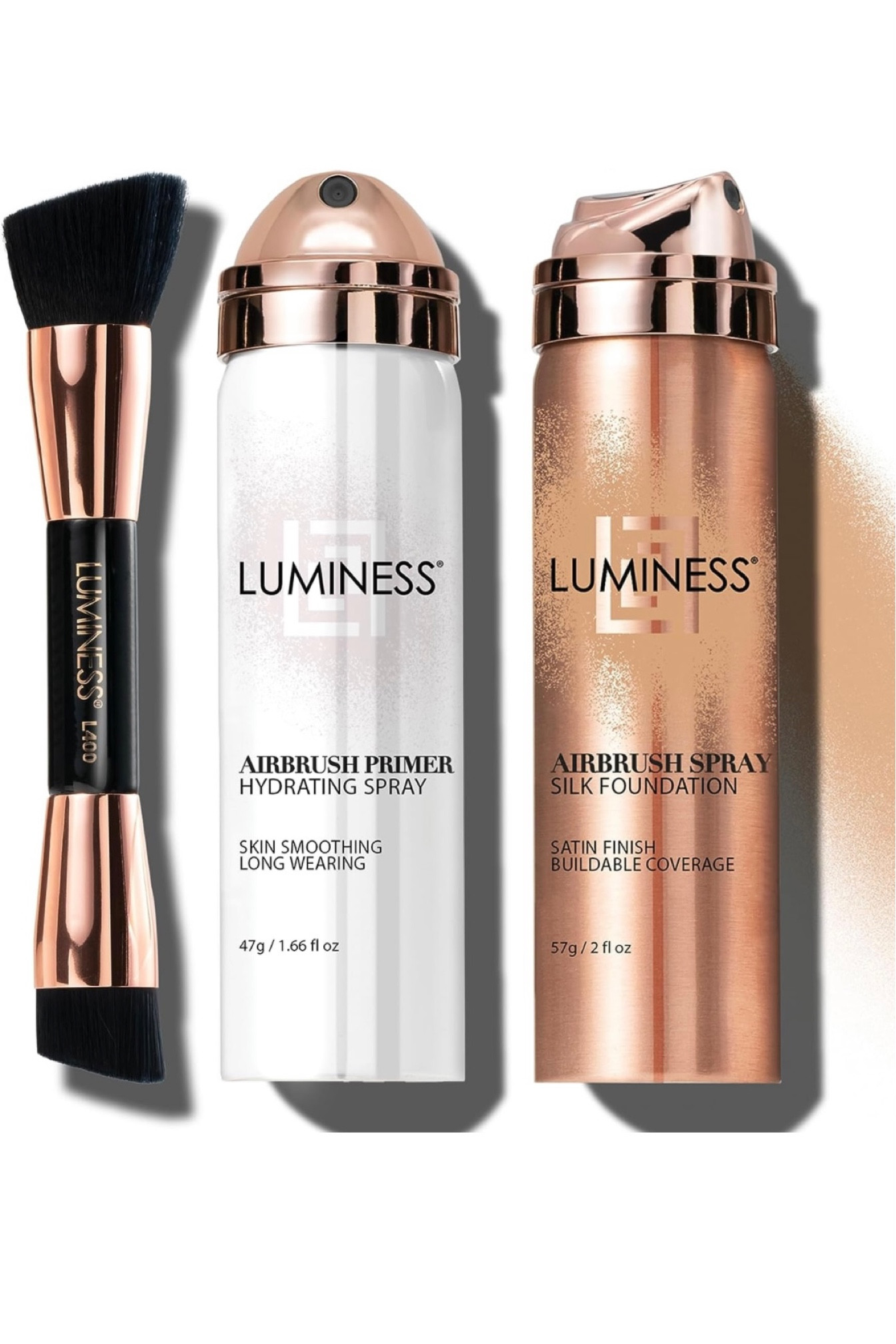 LUMINESS Silk Airbrush Spray Foundation Makeup Starter Kit - Full Coverage Foundation, Primer & Dual-Sided Buffing Brush - Buildable Coverage, Anti-Aging Formula Hydrates & Moisturizes (Shade - Medium)

#LTKfindsunder100 #LTKbeauty