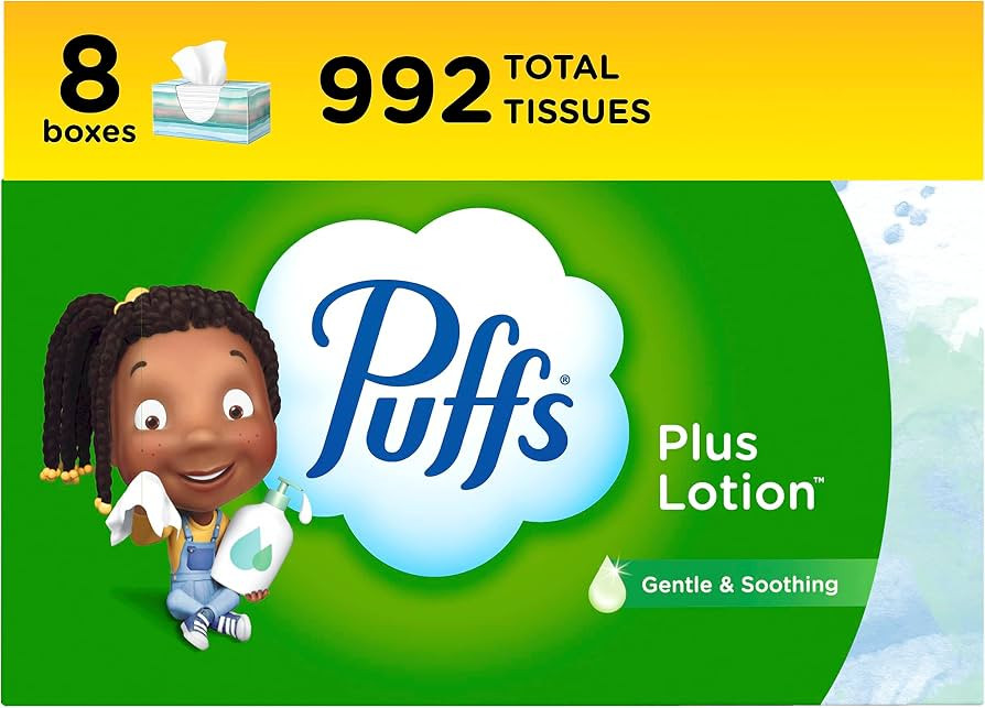 Puffs Plus Lotion Facial Tissues, 8 Family Boxes, 124 Facial Tissues per Box, Allergies and Colds | Amazon (US)