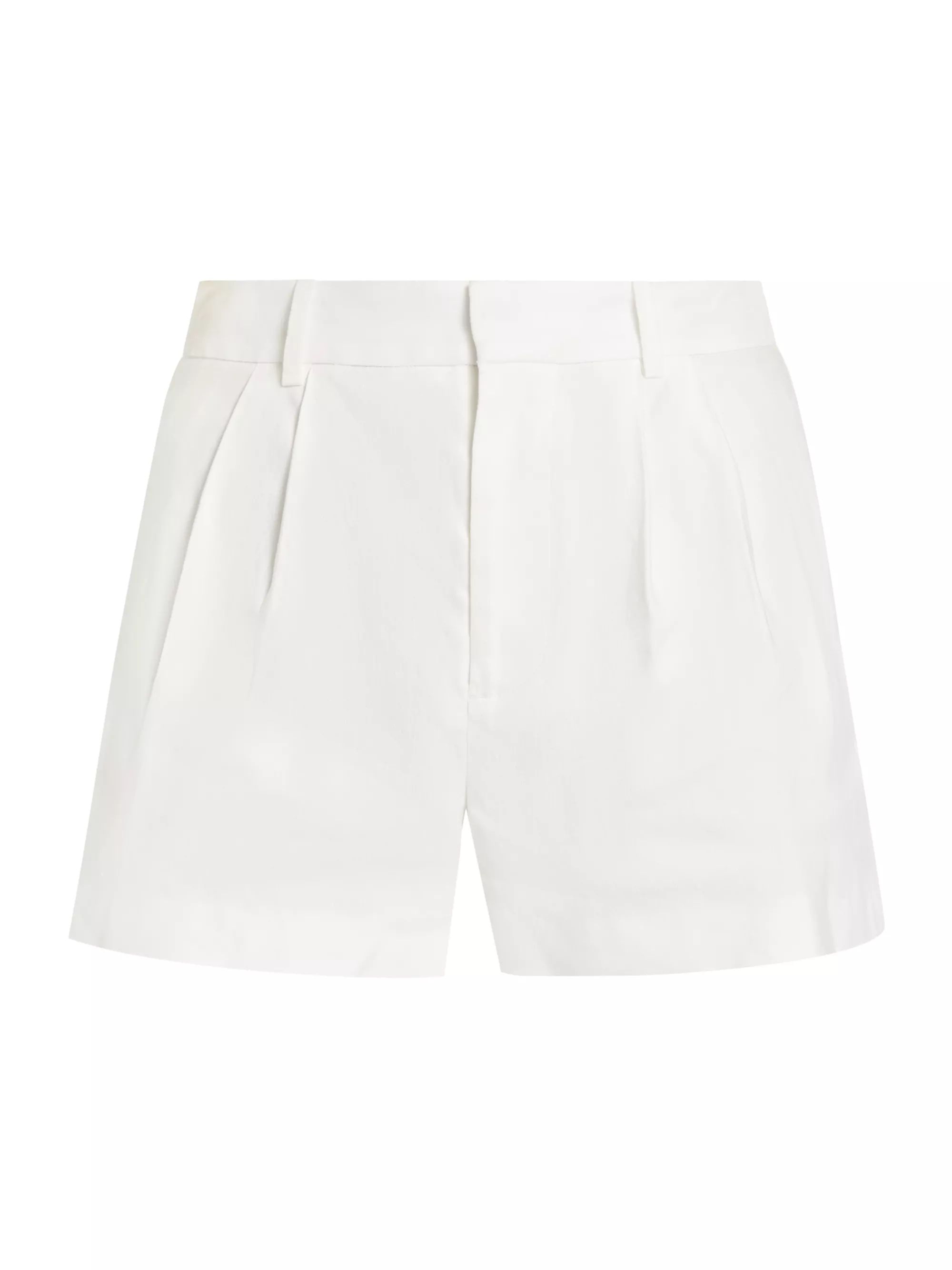 Shop Alice + Olivia Conry Pleated Linen-Blend Shorts | Saks Fifth Avenue | Saks Fifth Avenue