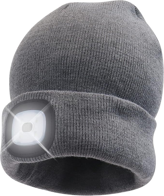 HEAD LIGHTZ Beanie with Light, Warm Knit Hat for Winter Safety, Unisex LED Hat Light Fits Most Me... | Amazon (US)