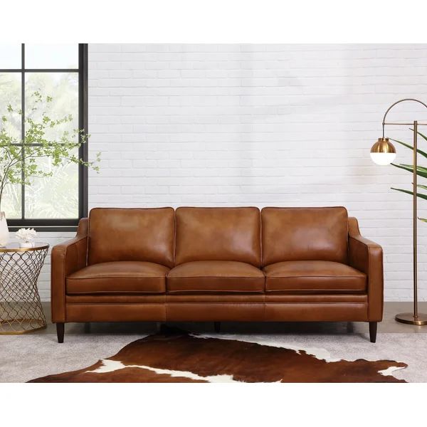 Abbott 82.48'' Genuine Leather Square Arm Sofa | Wayfair North America