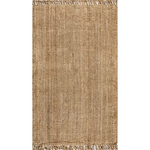 JONATHAN Y Pata Hand Woven Chunky Jute with Fringe Area Rug in Natural at Nordstrom, Size 2Ft 0In X 8Ft 0In | Nordstrom