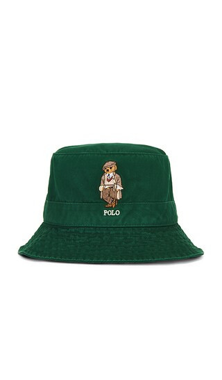Polo Ralph Lauren Cotton Twill Novelty Bear Loft Bucket Hat in Green. - size L/XL | Revolve Clothing (Global)