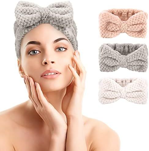 Spa Headband for Washing Face - Tufusiur 3 Pack Women Makeup Headband for Washing Face Microfiber... | Amazon (US)