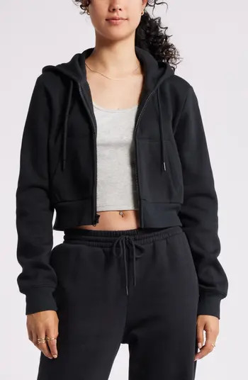 Crop Zip Fleece Hoodie | Nordstrom