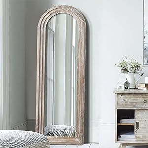 MAYEERTY Rustic Full Length Mirror Arched 65"x22" Farmhouse Floor Mirror Wood Wall Mirror Full Le... | Amazon (US)