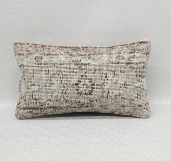 Turkish carpet pillow cower, over dyed  gray, Anatolian cushion, 12' x 20' inches,30 x 50 cm | Etsy (US)