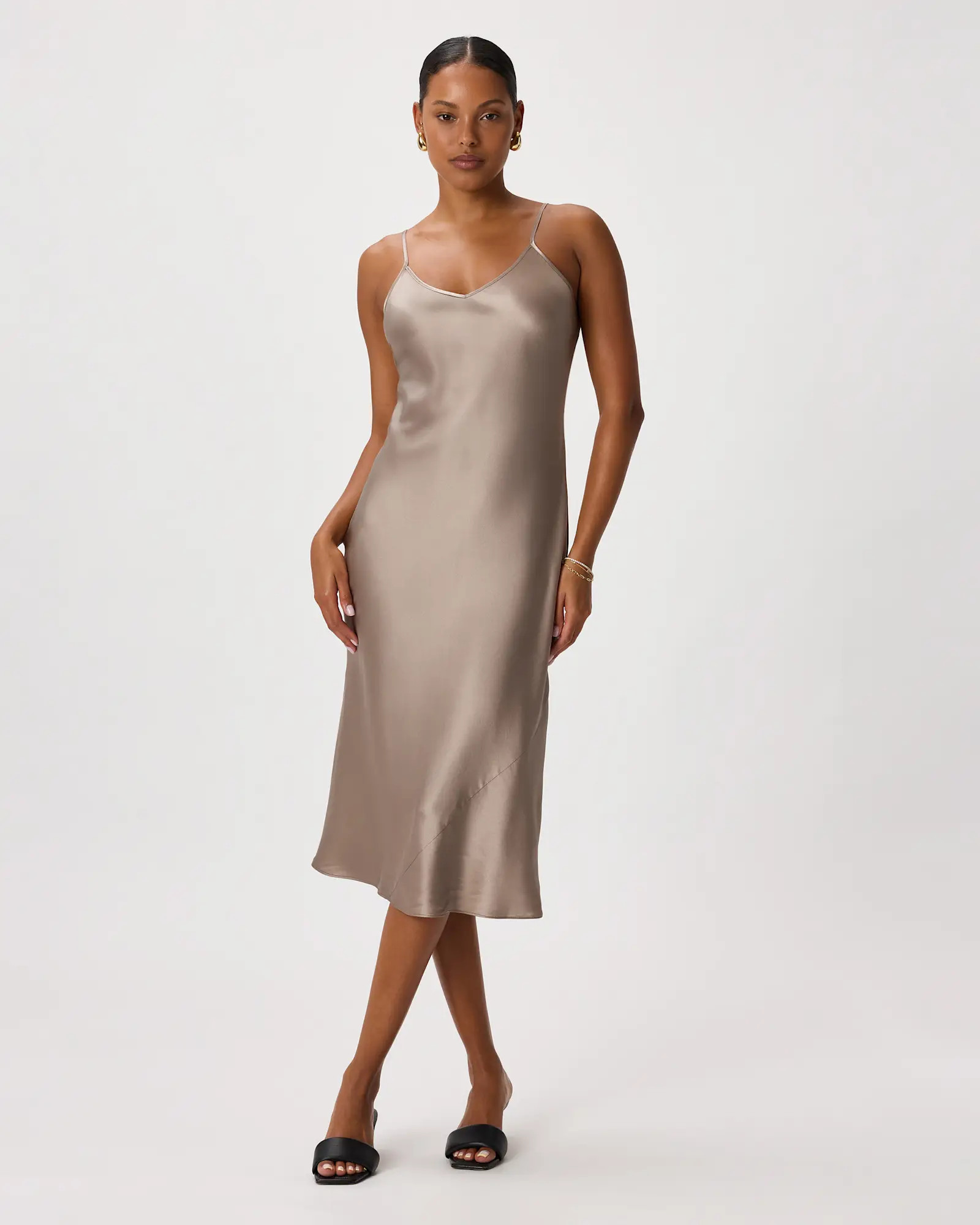 100% Washable Silk Slip Dress in Morel Grey | Quince