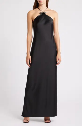 Araceli Halter Strap Satin Slipdress | Nordstrom