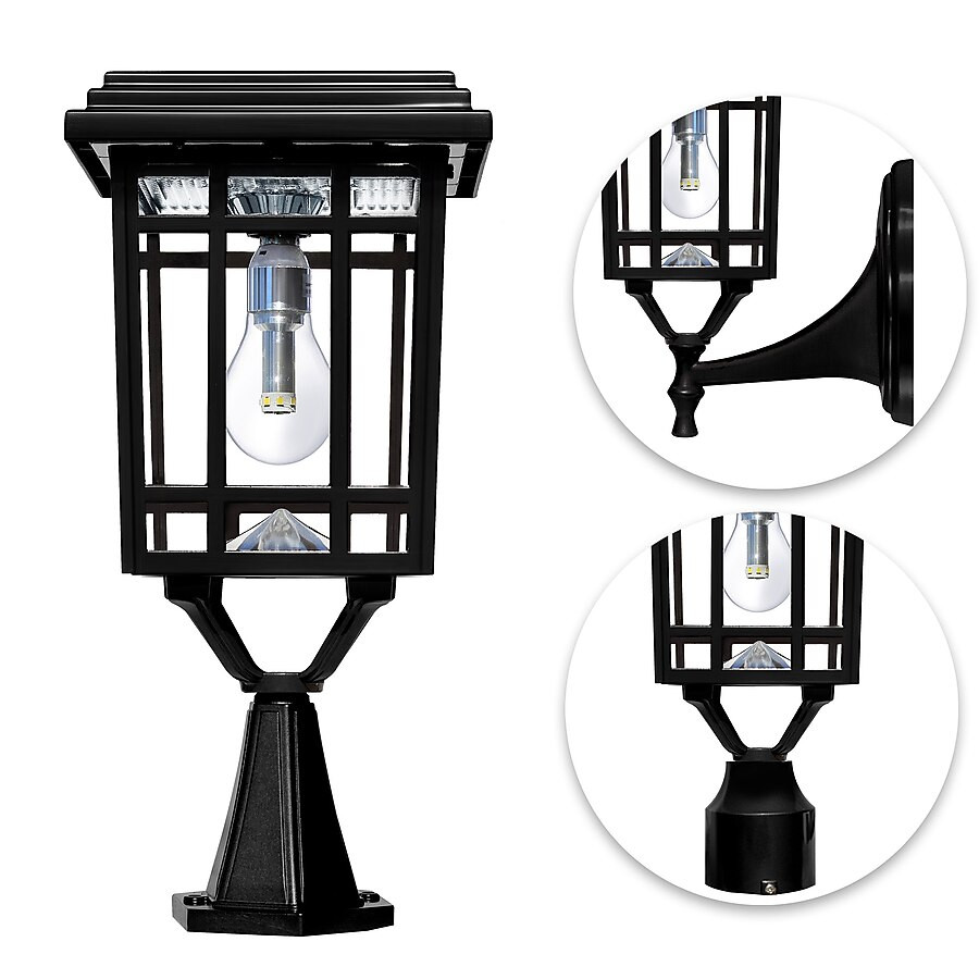 Gama Sonic Prairie Bulb Solar Light 14.0-in Black Craftsman Solar Outdoor Pier mount with Dusk-to... | Lowe's