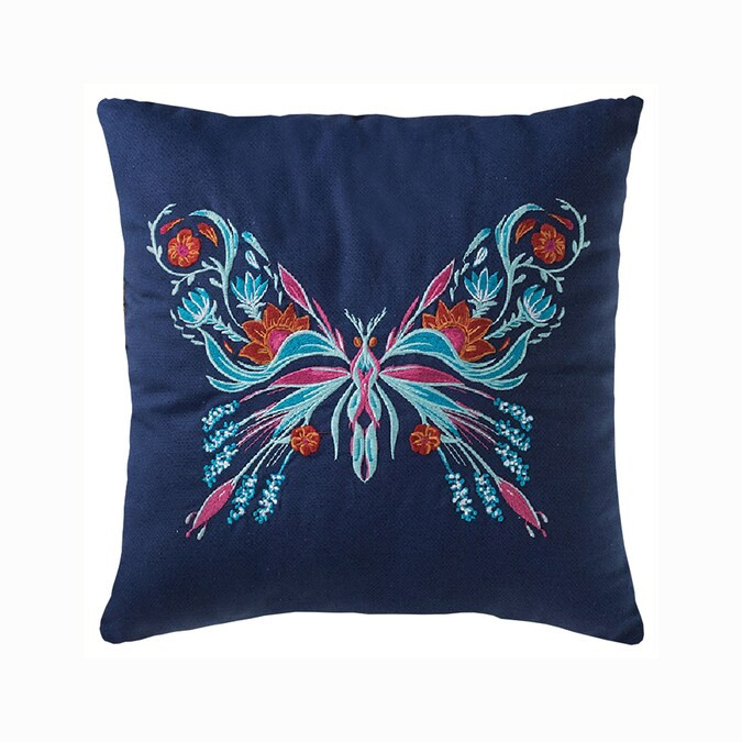 allen + roth Graphic Print Butterfly Embroidery Square Throw Pillow | Lowe's