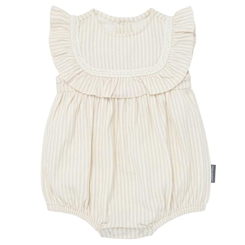 Modern Moments by Gerber Baby Girls' Ruffle Bubble Romper, Light Taupe Stripe, 18 Months | Amazon (US)