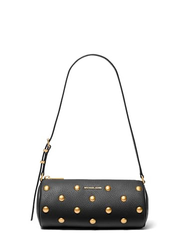 Michael Kors Women's Izzy Small Barrel Pouchette, Gold-Tone Hardware/Leather/Black | Amazon (US)