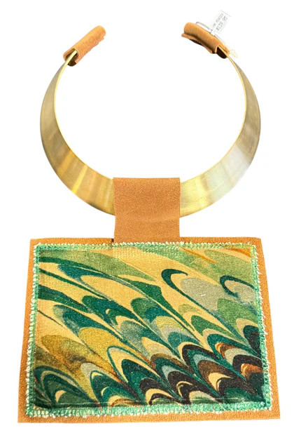 Kilim Choker Necklace Suede Peacock | The Willow Tree
