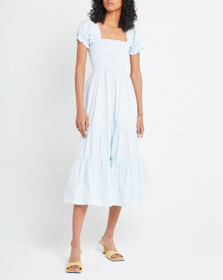 Square Neck Smocked Maxi Dress | Few Moda