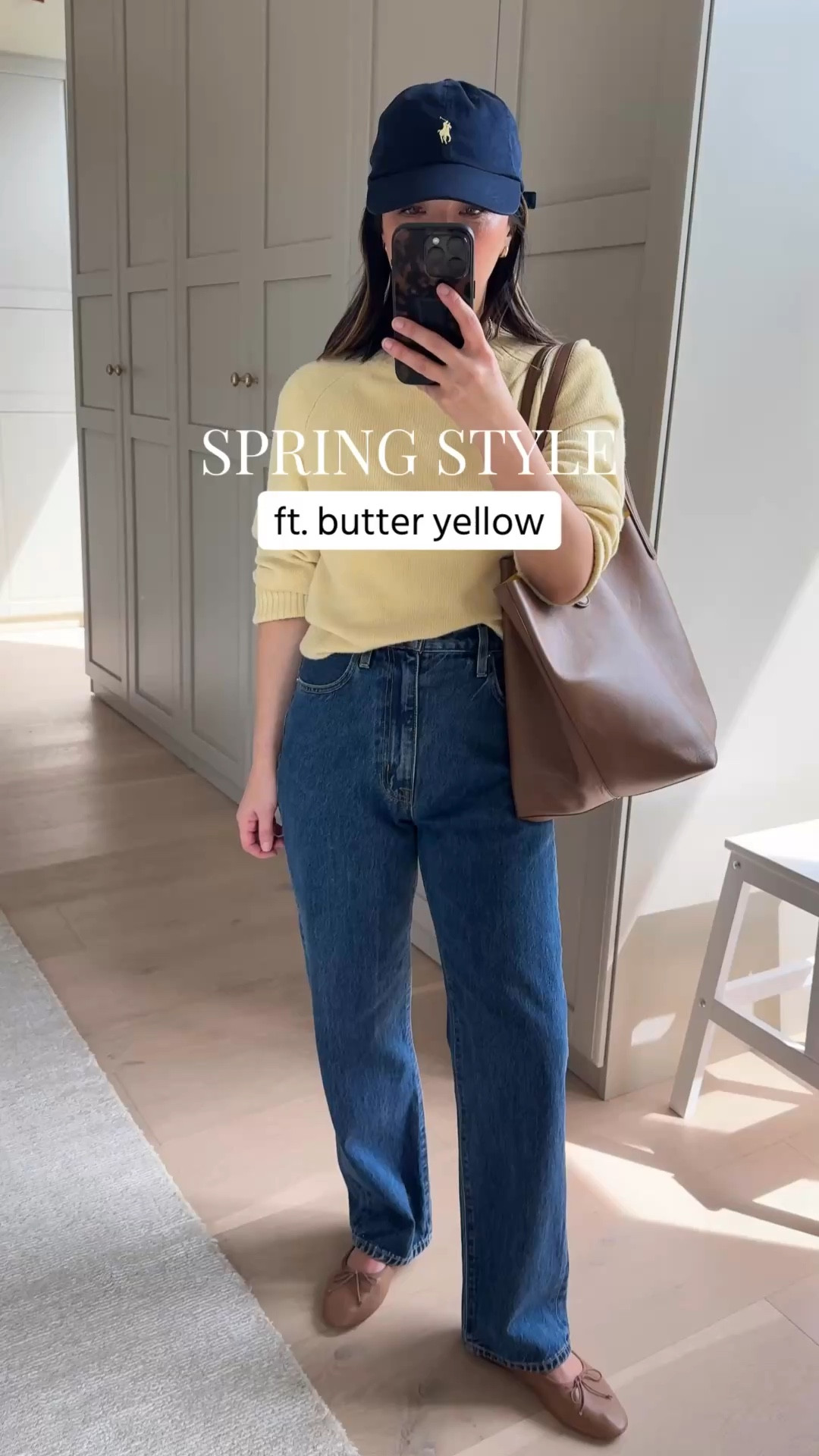 Spring #ootd styling butter yellow 🧈

Everlane cashmere boxy sweater xs - new color might be slight more dark. 
SLVRLAKE London crop jeans 26 - no hemming needed. Size up. 
Loeffler Randall flats 5.5
Mansur Gavriel tote - color is old 
Polo Ralph Lauren hat 
Quince earrings
Dorsey James necklace 15"

Petite style, spring outfits 2026, spring style 

#LTKPetite #LTKSeasonal #LTKootd
