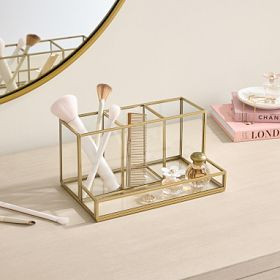Andi Glass And Gold Brush Holder | Pottery Barn Teen