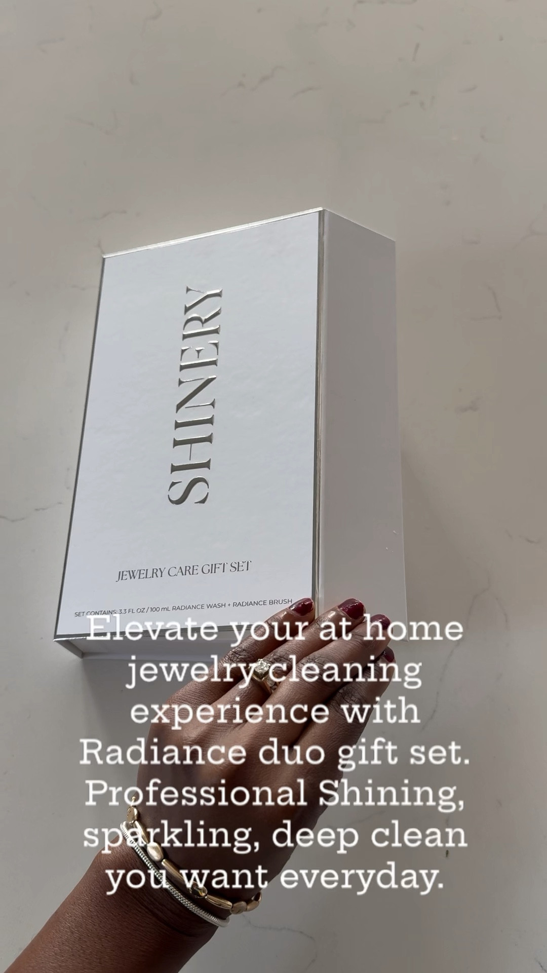 RADIANCE DUO GIFT SET: Introducing the ultimate jewelry care gift set: the Radiance Duo, hailed as Oprah’s Favorite Things 2023.

✅Elevate your jewelry cleaning experience with professional-level results in the comfort of your own home. 

✅This comprehensive set includes everything you need for stunning, sparkling jewelry, whether it's a quick, daily shine or a deep, thorough clean The non-toxic formula is made with plant-derived surfactants that remove dirt, oil, and beauty buildup from your jewelry, while leaving your hands feeling smooth too. 

✅The perfect gift for jewelry lovers and the women who has everything. -Perfect for engagement rings, permanent jewelry, bangles and more 

 ✅Looks great on display in the bathroom or vanity. -Elegant, giftable packaging - perfect for holiday gifting, hostess gifts, signature gifts, engagement gifts, gift exchanges, teachers, friends, and anyone who is usually really hard to buy for! SUITABLE FOR: All jewelry lovers. -Suitable on all metals and gemstones, third party tested and approved. -Great to use on watch bands, rings, bracelets, earrings, and necklaces. 

✅PRODUCT INFORMATION -Full size Jewelry Wash® -Full size Radiance Brush -Chic giftable set

#LTKWedding #LTKGiftGuide #LTKBeauty