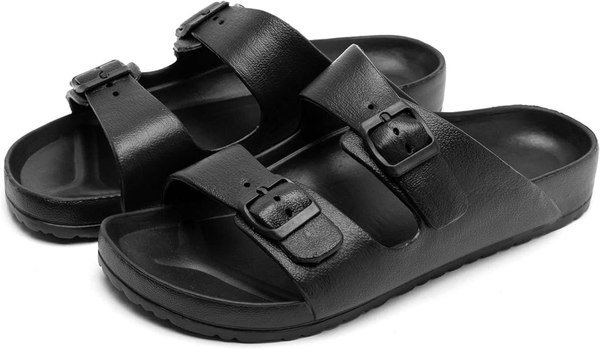 BEEDPAN Mens Double Buckle Adjustable Slide Sandals Comfort Indoor & Outdoor EVA Flat Sandals(Adu... | Amazon (US)