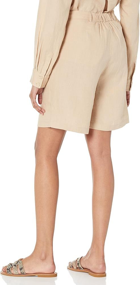 Amazon.com: The Drop Women's Millie Loose-Fit Pleated Long Linen Walk Short, Hummus, L : Clothing... | Amazon (US)