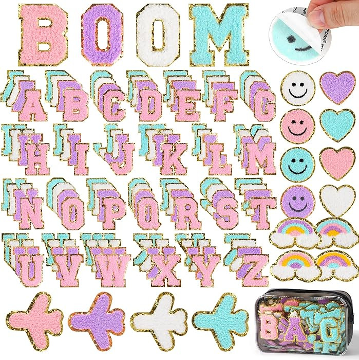 120 Pcs Self-Adhesive Chenille Letter Patches for Backpacks,Xmoiqer Chenille Patches Iron on Lett... | Amazon (US)