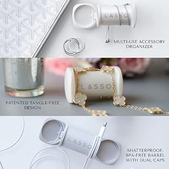 LASSO Tangle-Free Jewelry & Tech Accessory Organizer & Travel Storage Case (Pearl White) | Amazon (US)